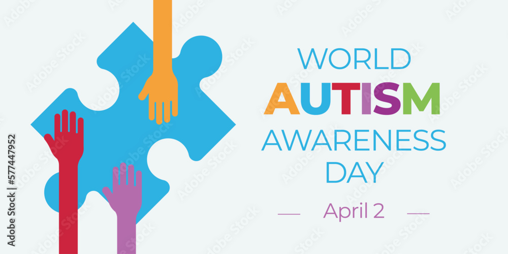 World Autism Awareness Day. April 2. Autism is a Developmental disability caused by difference in brain. Vector illustration banner. World Autism Awareness Day. April 2. Autism is a Developmental disability caused by difference in brain. Vector illustration banner.