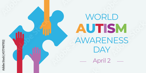 World Autism Awareness Day. April 2. Autism is a Developmental disability caused by difference in brain. Vector illustration banner.