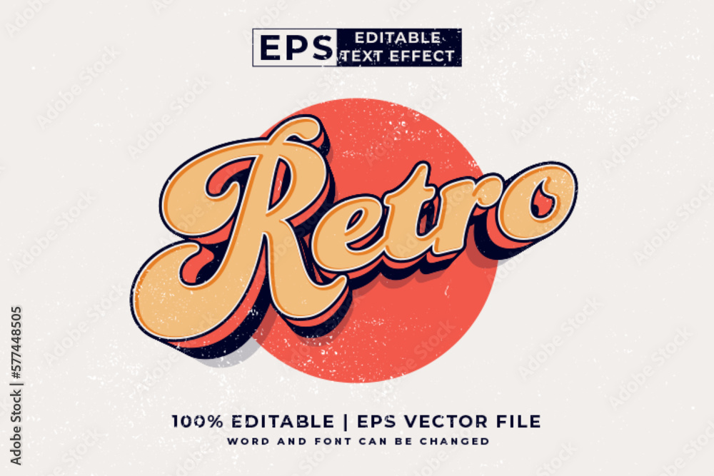 Editable text effect Retro 3d cartoon style premium vector - obrazy, fototapety, plakaty 