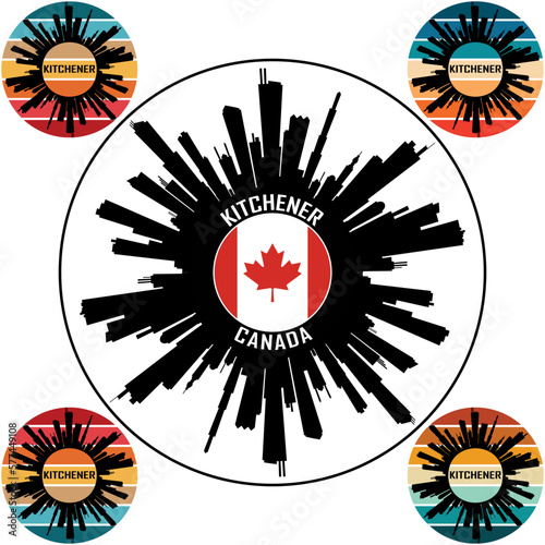 Kitchener Canada Flag Skyline Silhouette Kitchener Canada Lover Travel Souvenir Sticker Vector Illustration SVG EPS AI photo