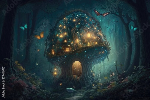 Magical fairytale forest fantasy. Generative AI