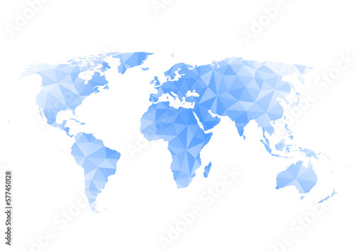 世界地図のイラスト: 青色ポリゴン背景