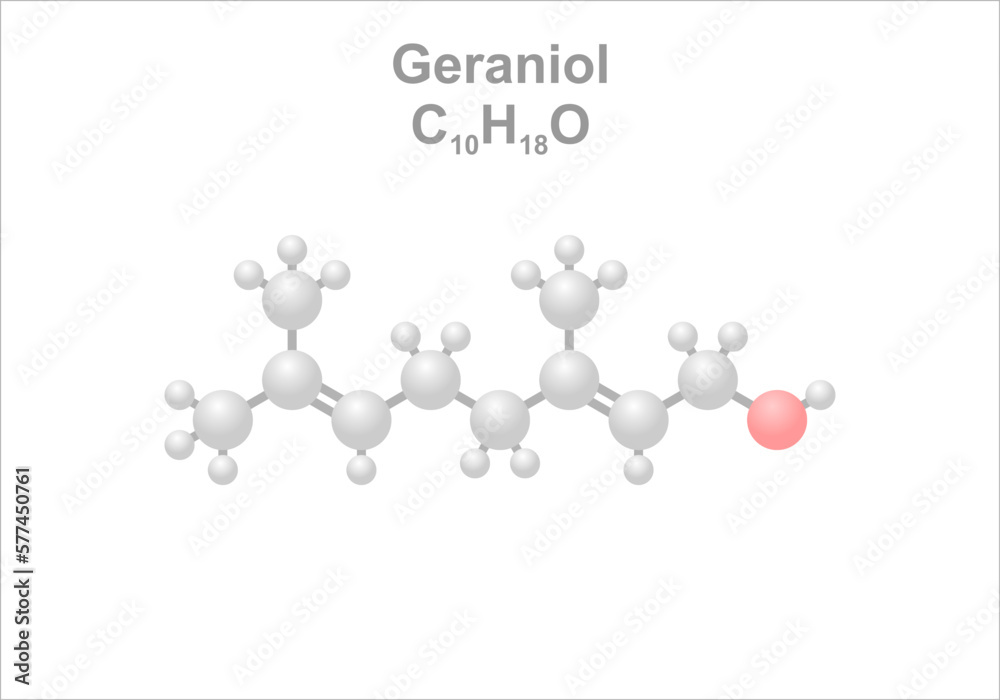 Simplified scheme of the geraniol molecule.