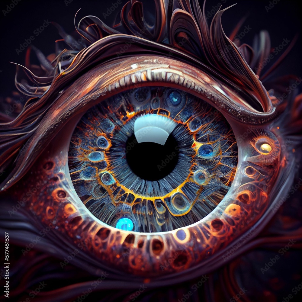 Macro image. Beauty detailed eye images created with Generative AI technology. Generative AI.