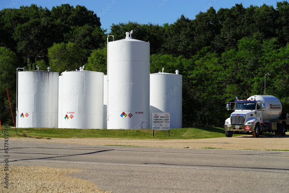 Cenex propane chemical storage refueling station sits outside in the