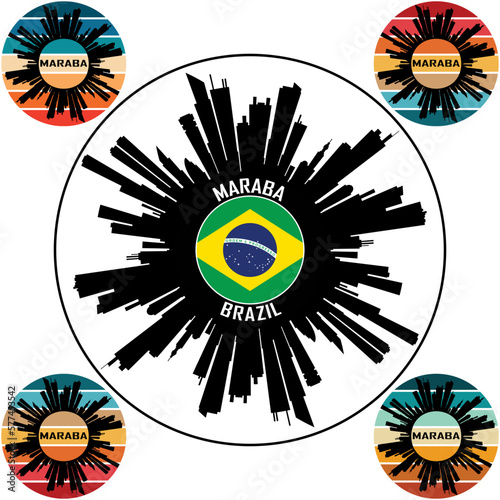 Maraba Brazil Flag Skyline Silhouette Maraba Brazil Lover Travel Souvenir Sticker Vector Illustration SVG EPS AI photo