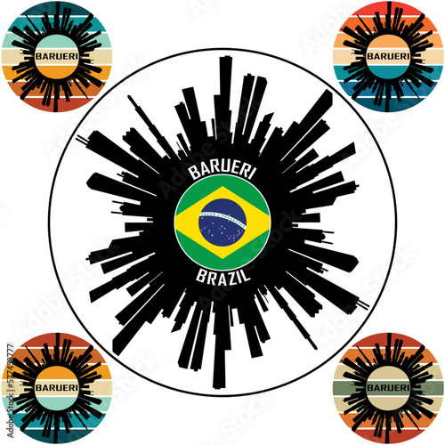 Barueri Brazil Flag Skyline Silhouette Barueri Brazil Lover Travel Souvenir Sticker Vector Illustration SVG EPS AI photo