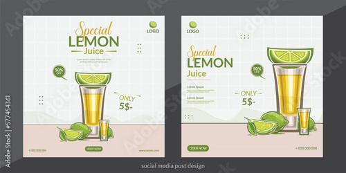 Juice social media posters, ads, posts, banner food