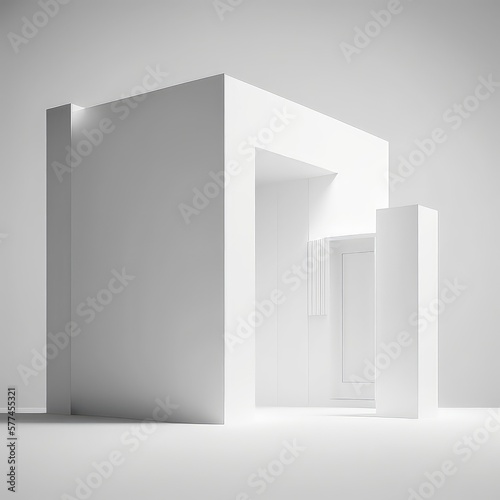 White minimalistic interior, abstract background. Generative AI