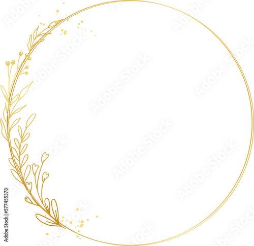 Luxury gold leaf frame border floral ornament for background, wedding invitation, thank you card, logo, greeting card	