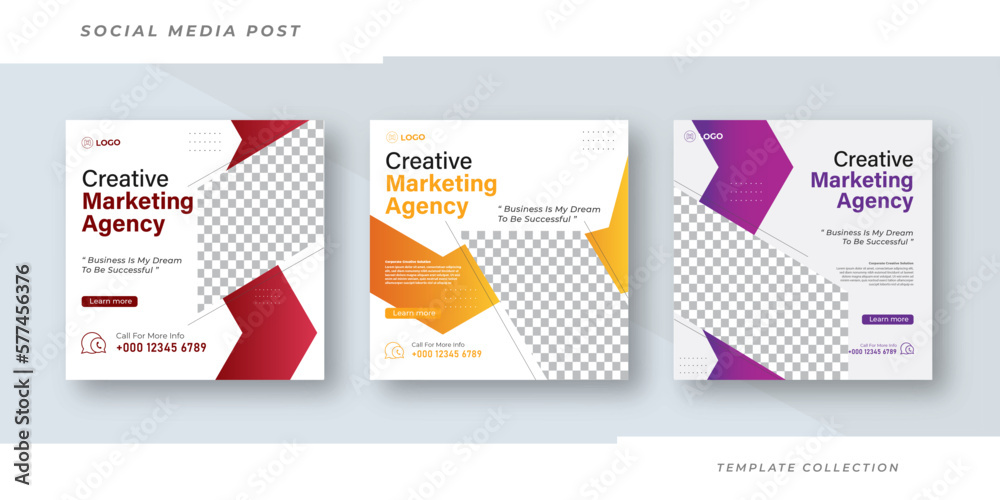 Creative marketing agency business social media post banner template