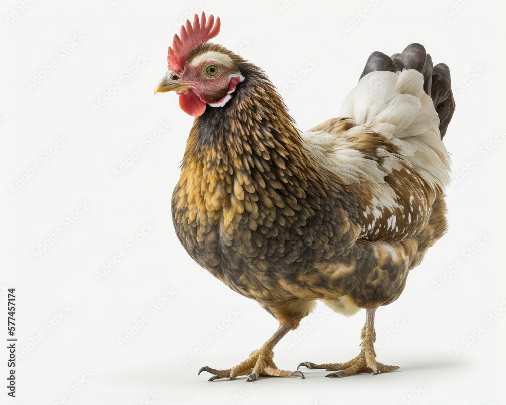Fototapeta premium Illustration of Chicken isolated on white background. Generative AI