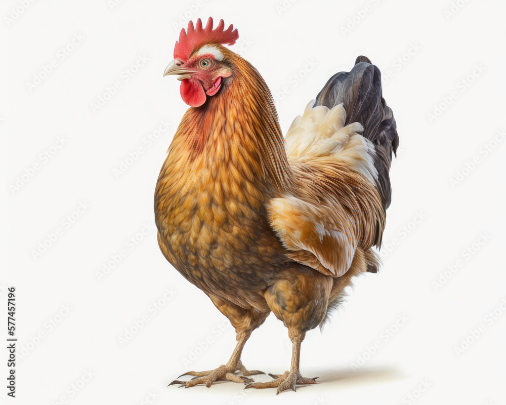 Fototapeta premium Illustration of Chicken isolated on white background. Generative AI