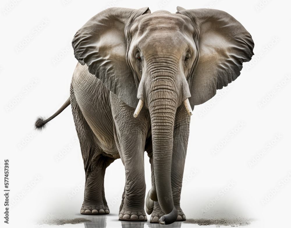 Fototapeta premium Illustration of Elephant isolated on white background. Generative AI