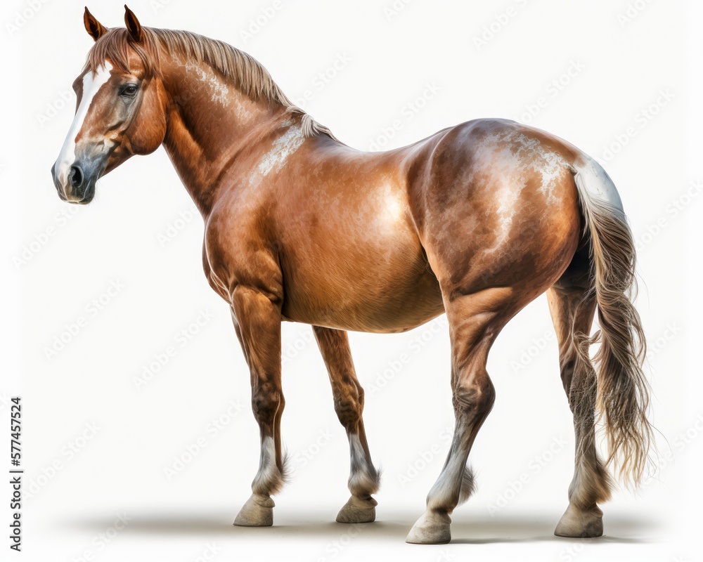 Illustration of Horse isolated on white background. Generative AI