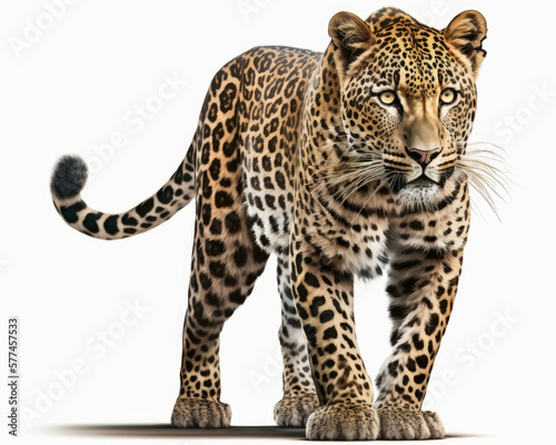 Illustration of Leopard isolated on white background. Generative AI