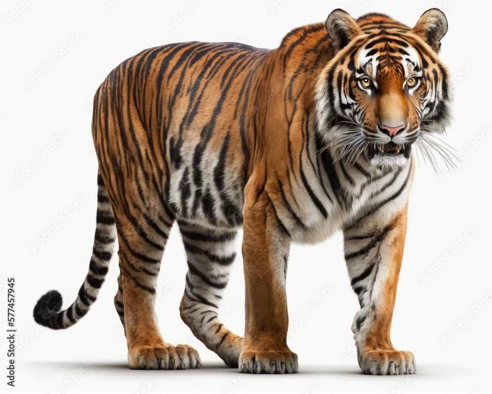 Illustration of Tiger isolated on white background. Generative AI