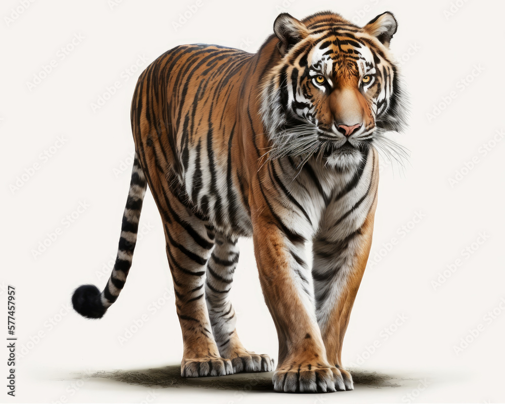 Naklejka premium Illustration of Tiger isolated on white background. Generative AI
