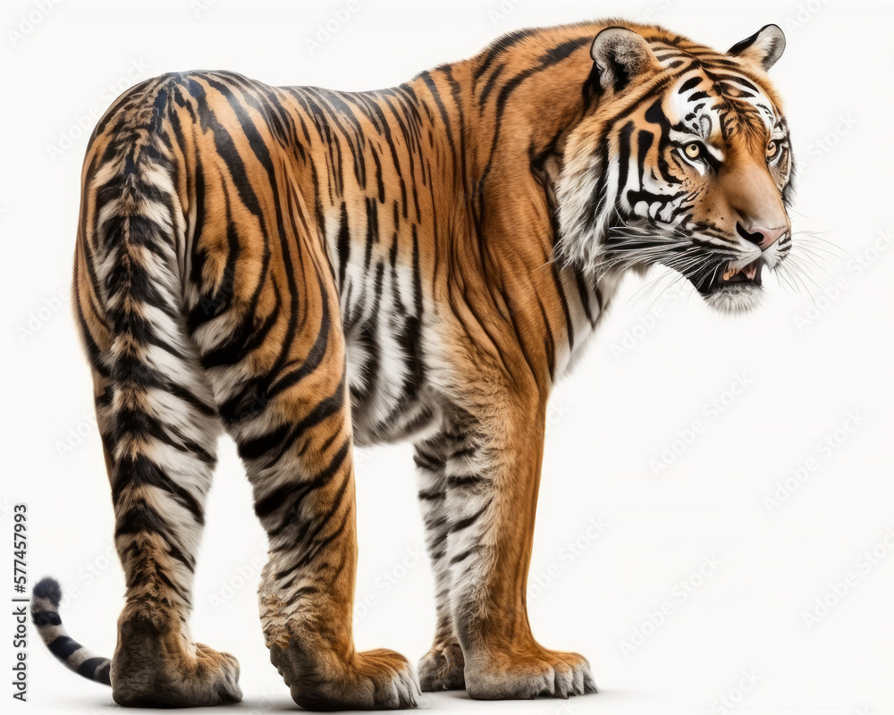 Obraz premium Illustration of Tiger isolated on white background. Generative AI