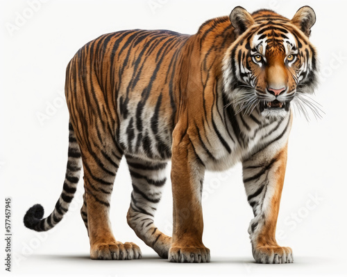Illustration of Tiger isolated on white background. Generative AI