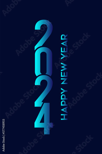 Happy new year 2024 text design for brochure design template card banner vector illustration.