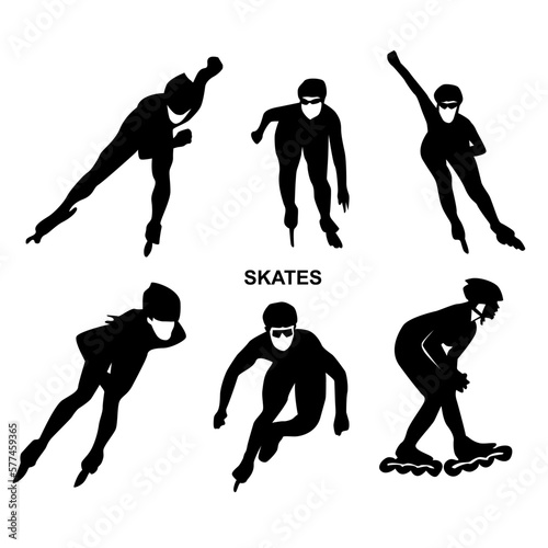 people doing roller skates. silhouette vector collection, skater