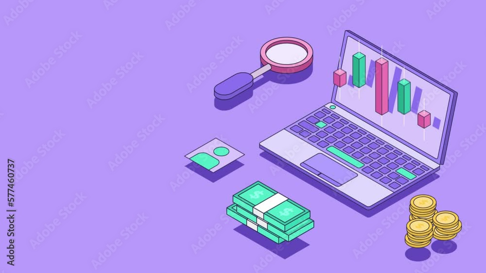 Stock market motion design. Lap top and money. Business scene. Online money. 4k motion design Stock market motion design. Lap top and money. Business scene. Online money. 4k motion design