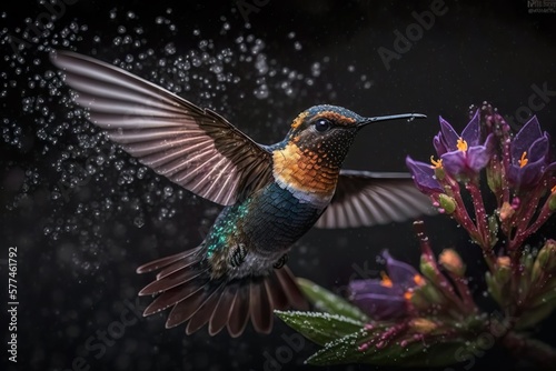 hummingbird in flight. Generative AI illustration