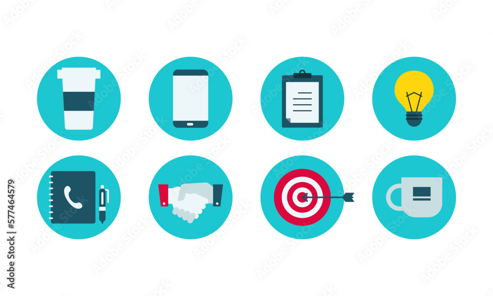 Colorful Flat Business Icons Collection Colorful Flat Business Icons Collection