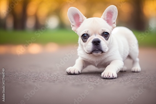 Colored French Bulldog. Cute dog  generative ai  looking into camera
