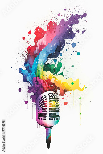 Bright colorful rainbow explosion microphone