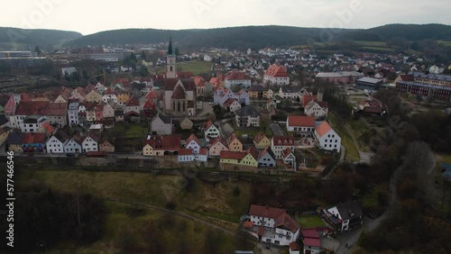 Aerial view of the city Nabburg in Germany, Bavaria. on a cloudy day in late winter photo