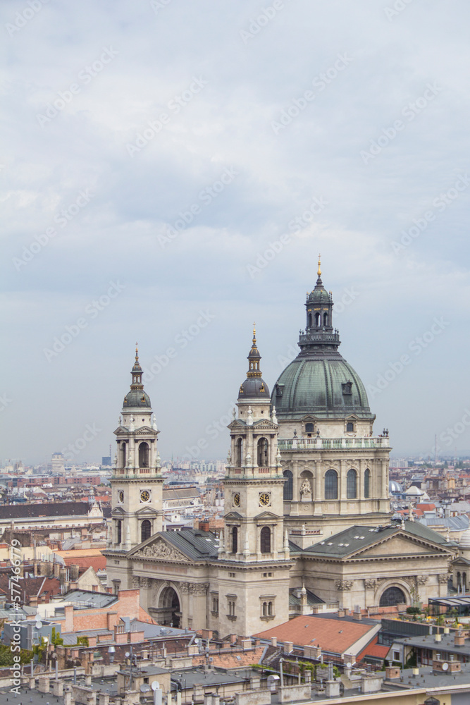 Beautiful view of the Basilica of Saint Stephen and the historic center of Budapest, Hungary