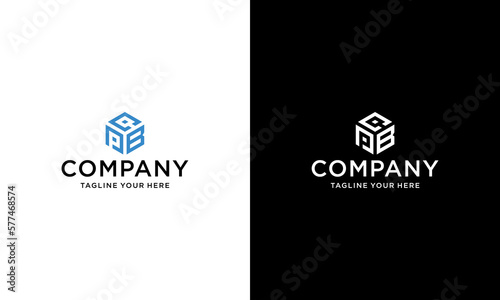  PB, CPB, PCB hexagon shape and the cube logo with the letter design for corporate identity, on a black and white background.