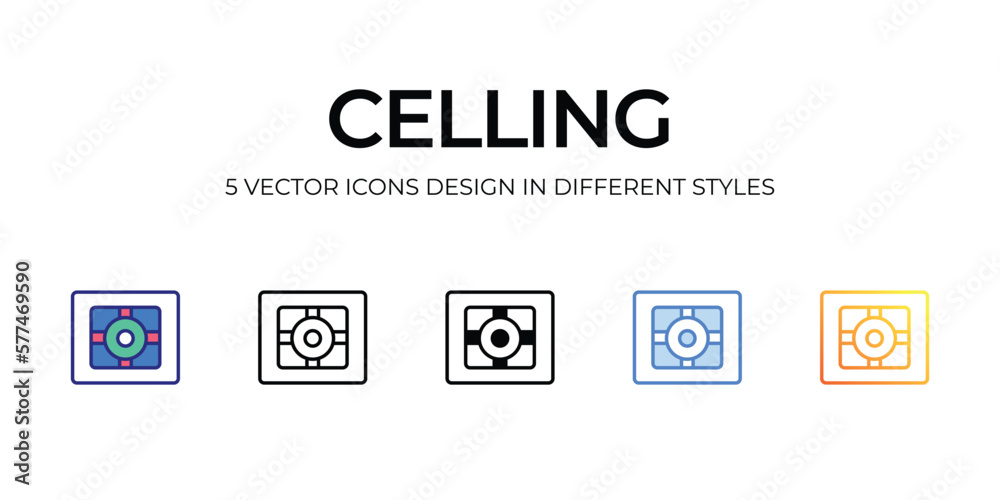 celling Icon Design in Five style with Editable Stroke. Line, Solid, Flat Line, Duo Tone Color, and Color Gradient Line. Suitable for Web Page, Mobile App, UI, UX and GUI design.
