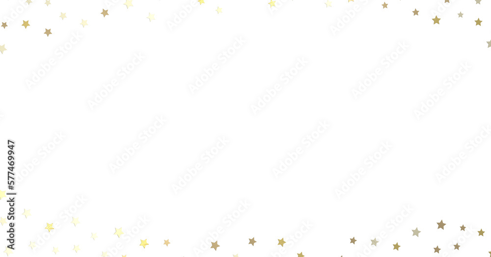 Fototapeta premium Stars - Banner with golden decoration. Festive border with falling glitter dust and stars.