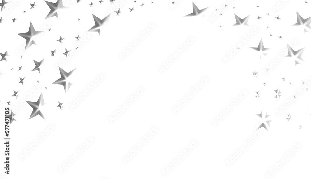 Banner with silver decoration. Festive border with falling glitter dust and stars. Banner with silver decoration. Festive border with falling glitter dust and stars.