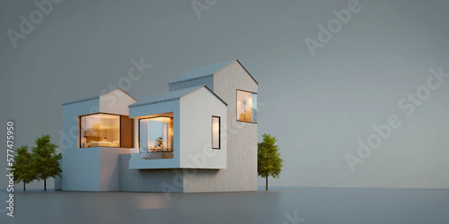 Modern house isolated on background,Concept for real estate or property.3d rendering