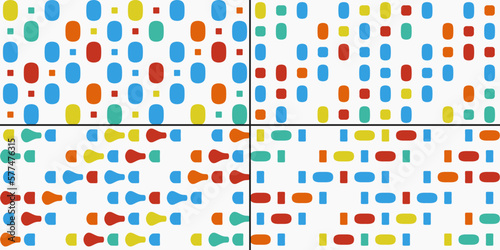 Colored mosaic shapes, a selection of four mosaic options. For print, interior, seamless canvas.