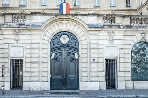 Entrance door of the Caisse des Depots headquarters in Paris, France photo