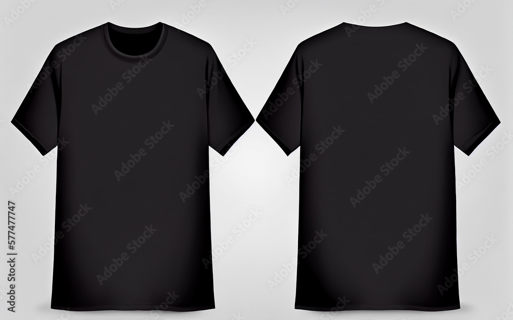 Blank oversize black shirt mock up template, front and back view ...