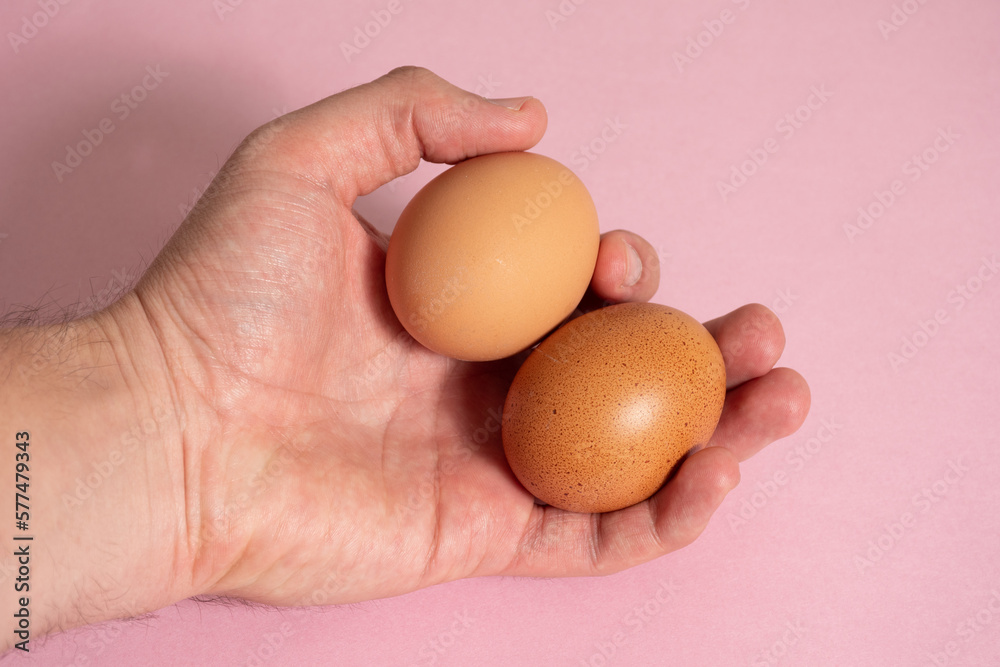 Mano sosteniendo 2 huevos - Hand holding 2 eggs Mano sosteniendo 2 huevos - Hand holding 2 eggs