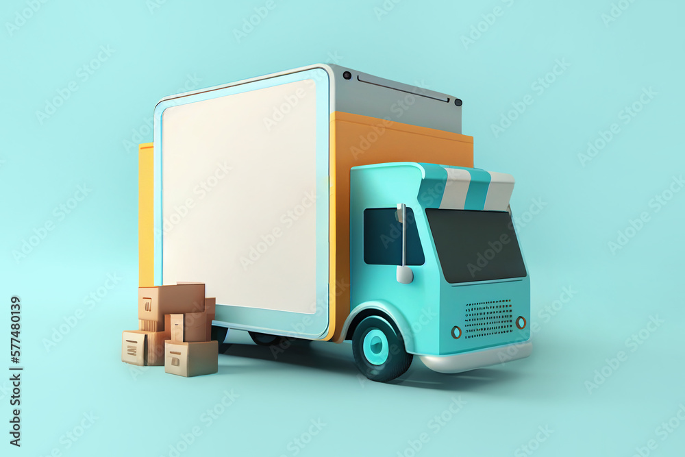 delivery truck, e-commerce concept, Generative Ai delivery truck, e-commerce concept, Generative Ai