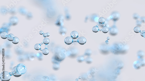 Small molecule under microscope. Microbiology nucleus atom or molecule. Molecule structure for science or medical background. 3d rendering