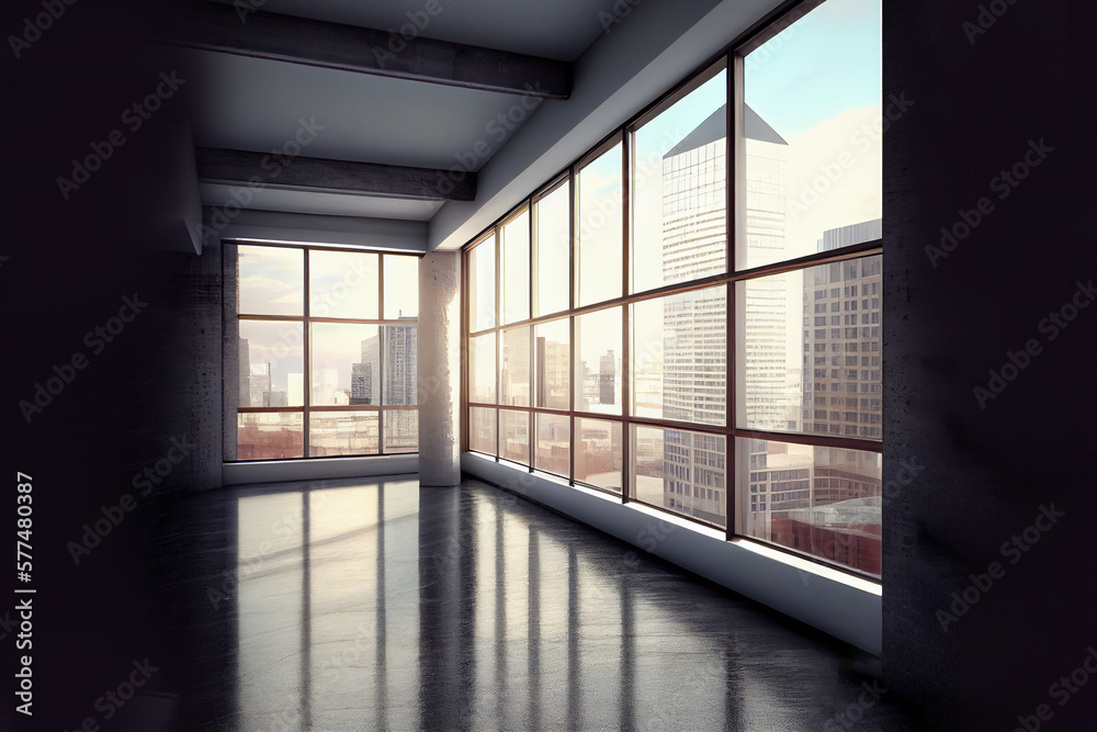 Fototapeta premium design interior of office in loft style. Generative Ai