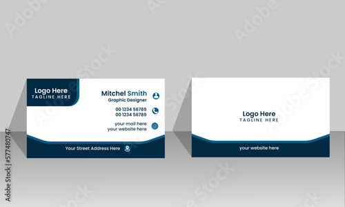 Creative Modern Business Card Design Template With White and Indigo color background . Vertical lagout,Vector illustration.
