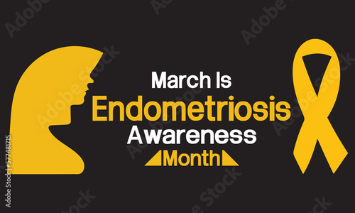 Endometriosis awareness month banner yellow ribbon vector illustration