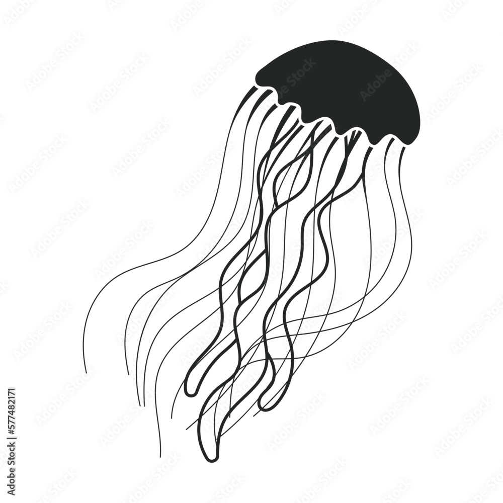 Jellyfish vector icon. Black vector icon isolated on white background jellyfish.