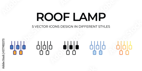 roof lamp Icon Design in Five style with Editable Stroke. Line  Solid  Flat Line  Duo Tone Color  and Color Gradient Line. Suitable for Web Page  Mobile App  UI  UX and GUI design.