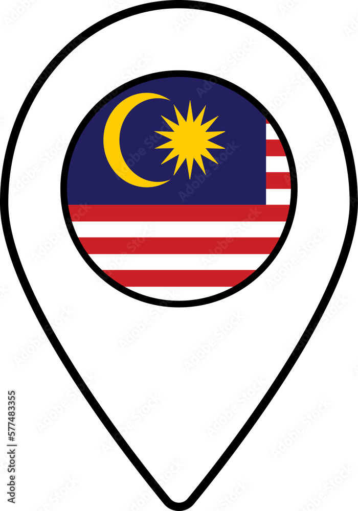 Malaysia flag map pin navigation icon.